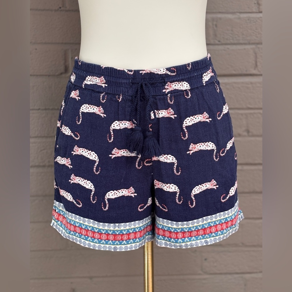 LOfT linen blend wild cat print shorts M